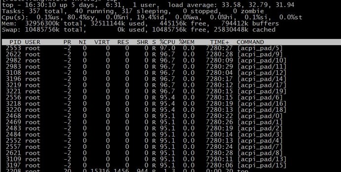 Acpi_pad 导致 cpu 负载高 的解决办法