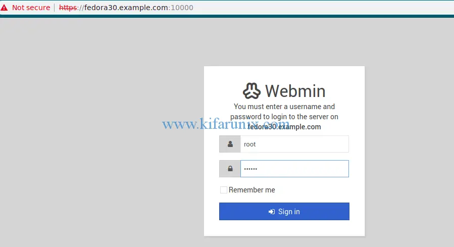 install and use Webmin on Fedora 30