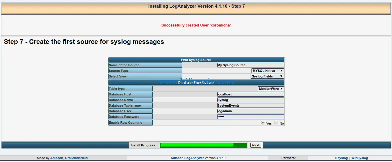 LogAnalyzer CentOS 8