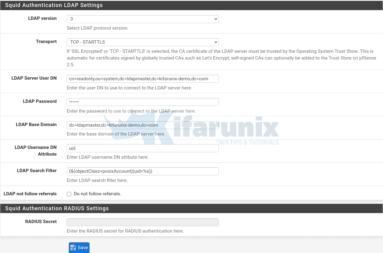 ldap settings