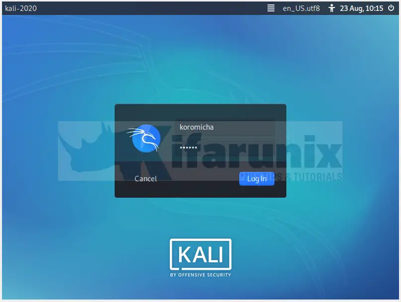 kali Linux 2020.3 UI