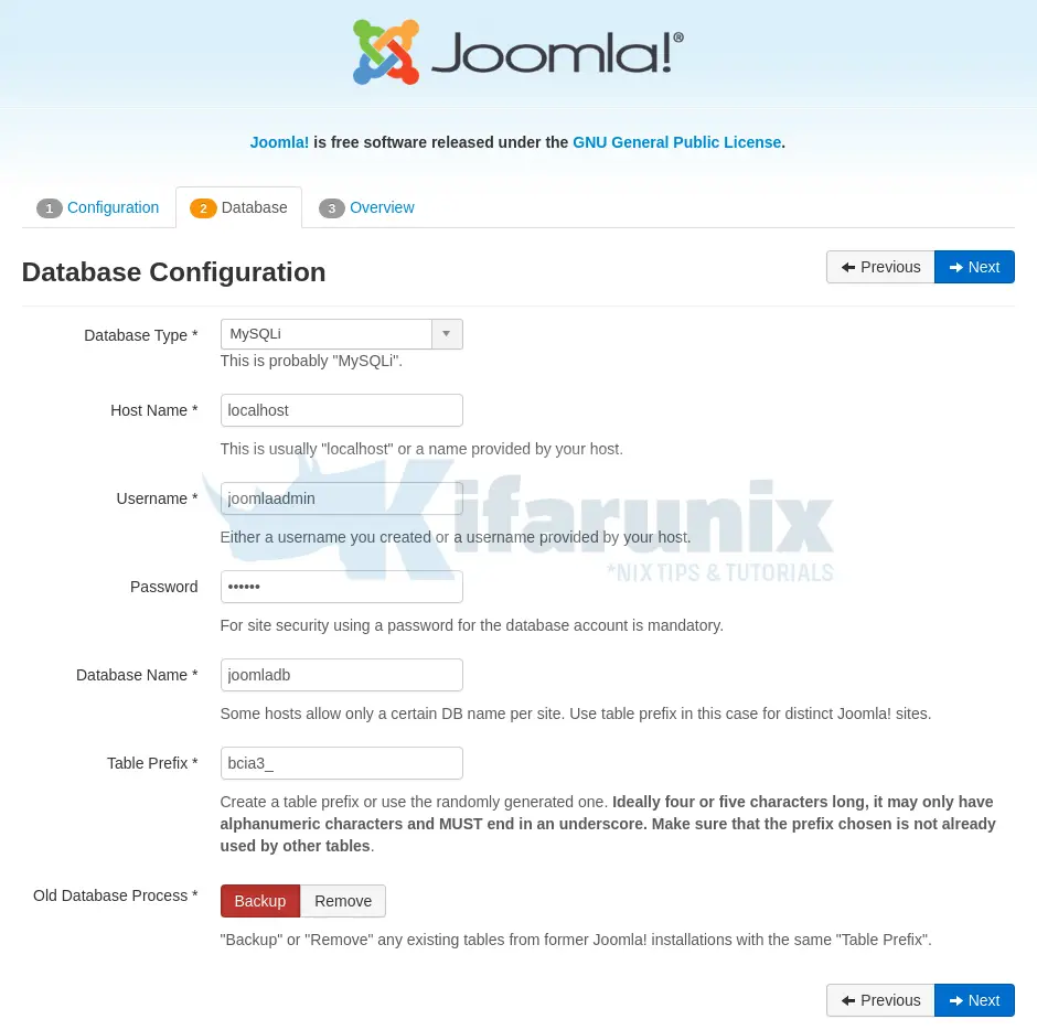 joomla db