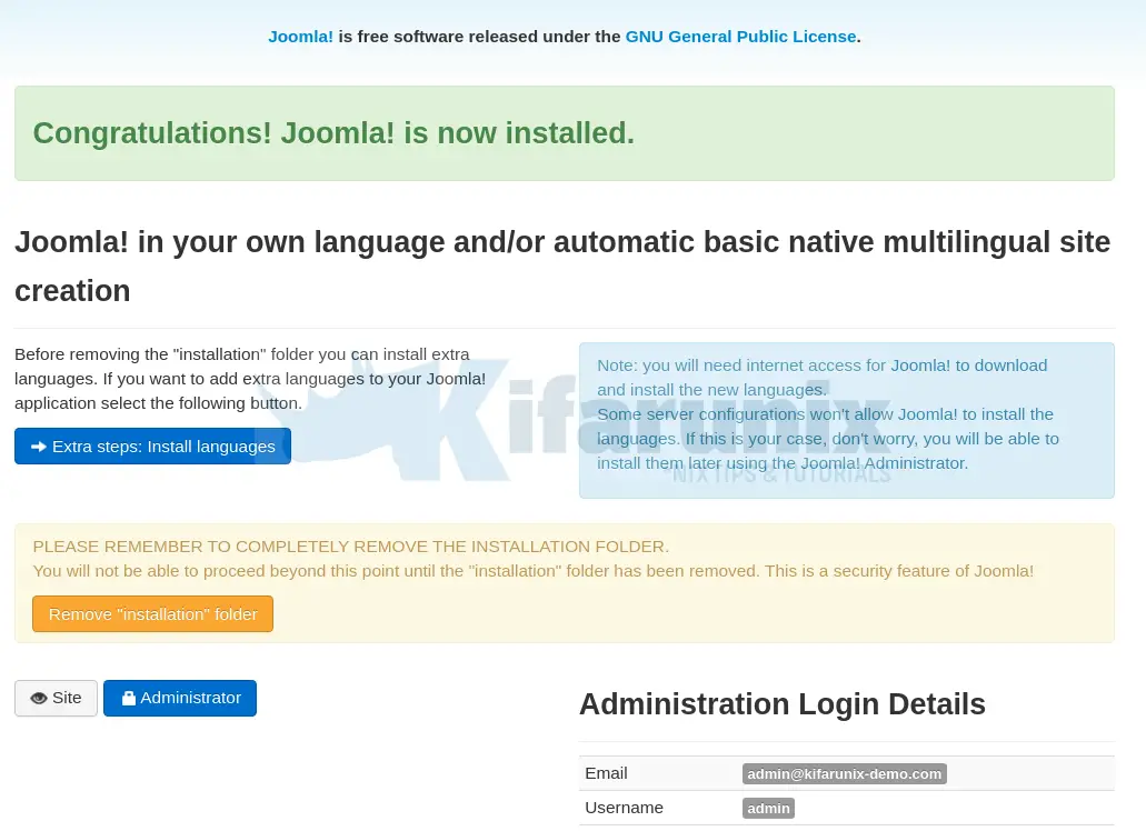 joomla installed