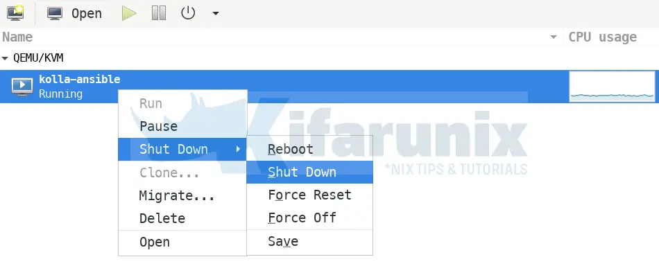 shutdown kvm vm