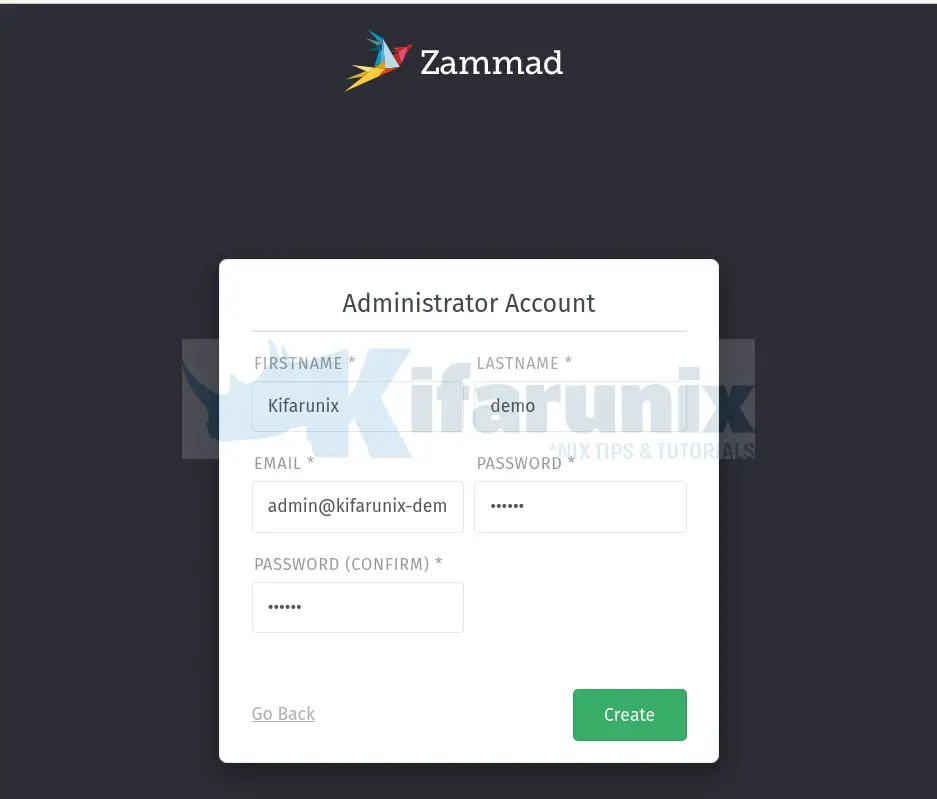 zammad admin account