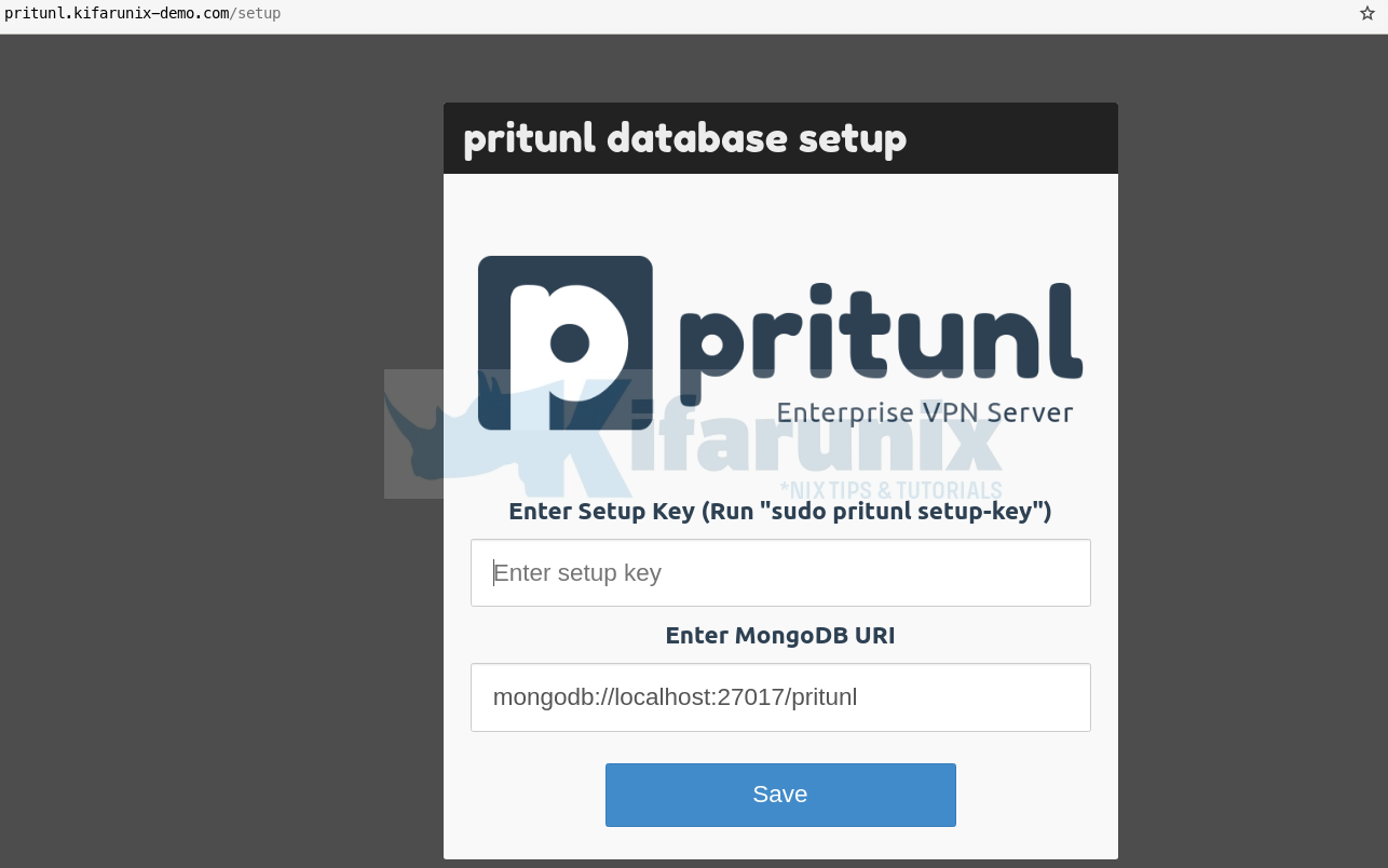 pritunl setup key