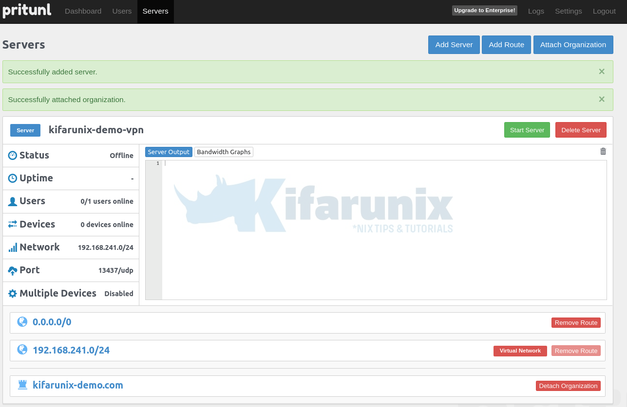 pritunl vpn server attached