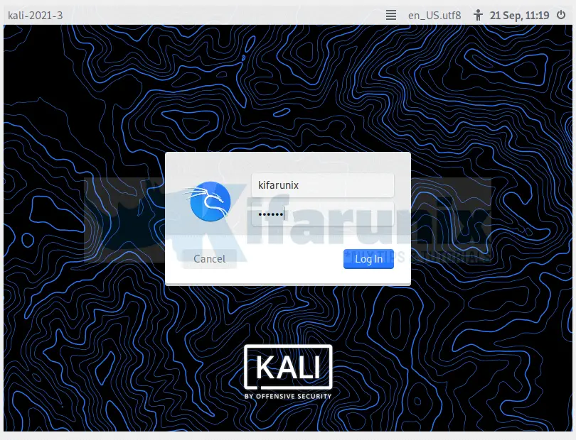 kali linux 2021.3 login