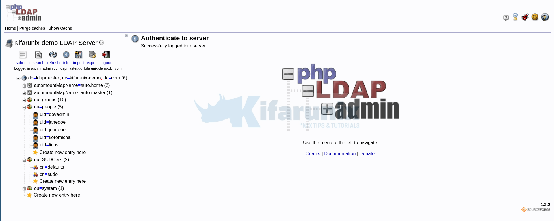 phpldapadmin dashboard