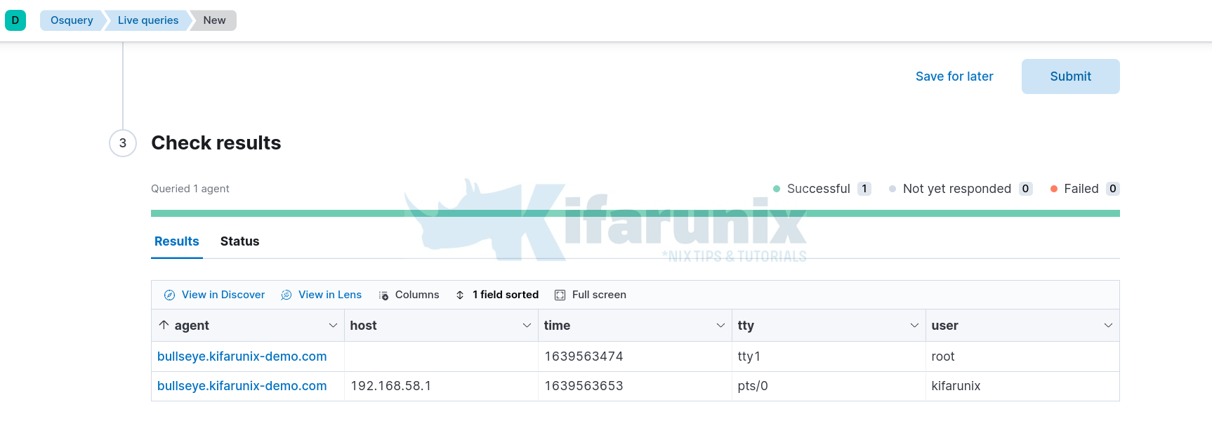 live query results