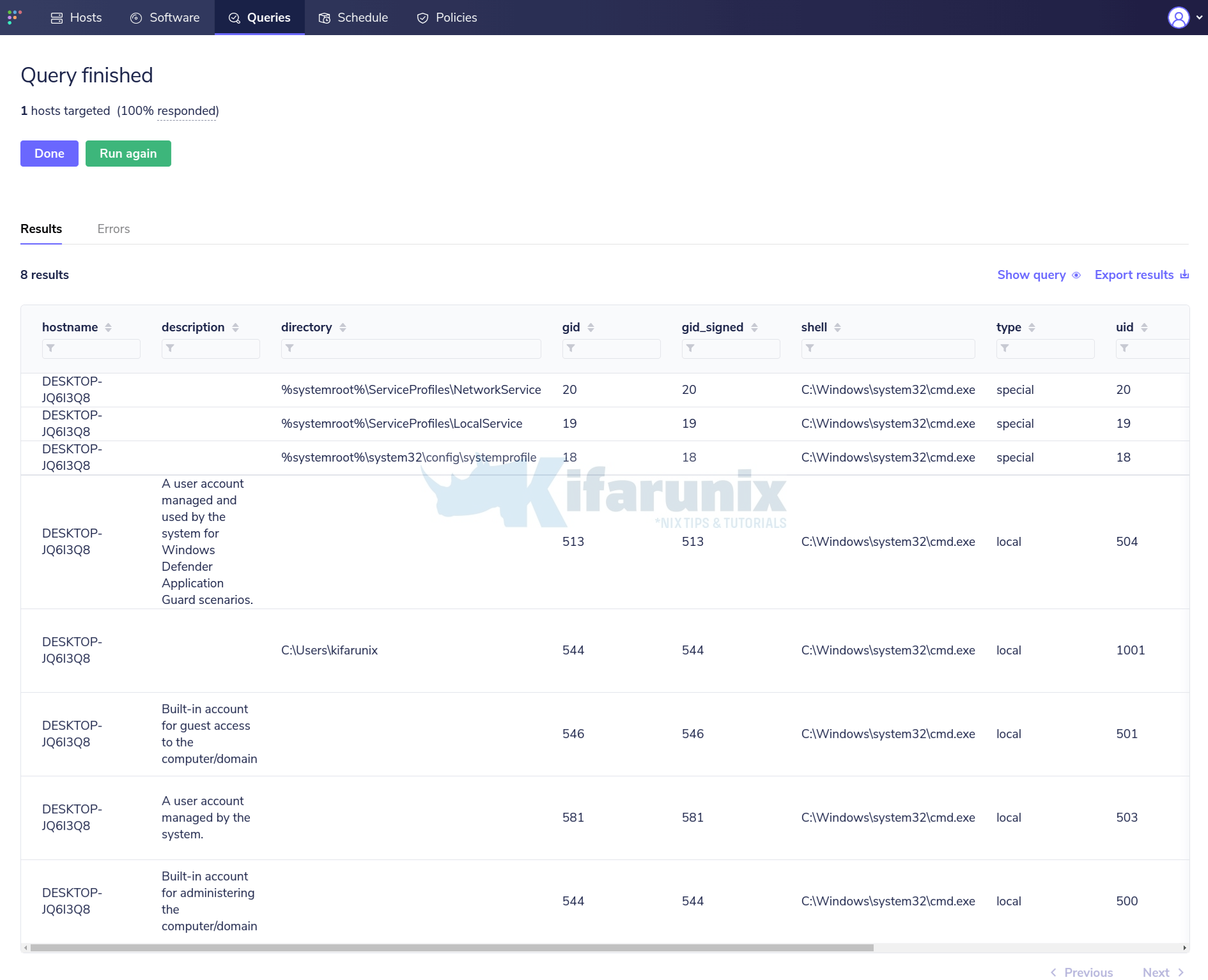 fleet osquery query windows