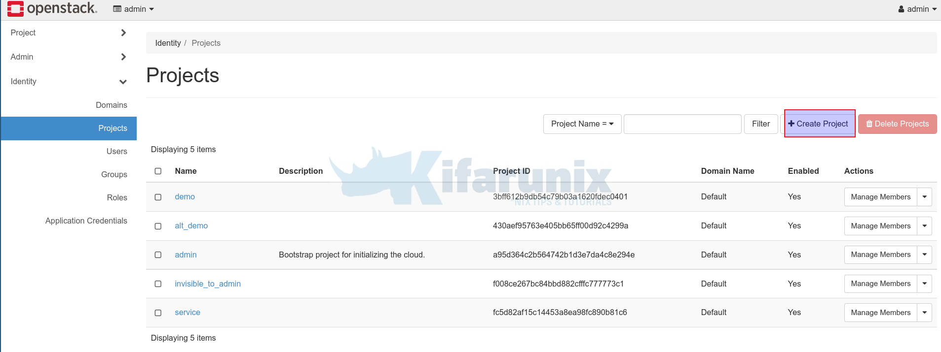How to Create And Delete OpenStack Project