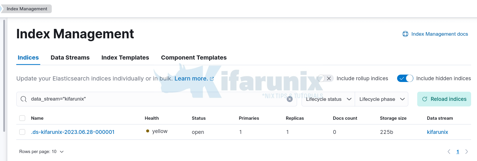 data stream custom backing indices