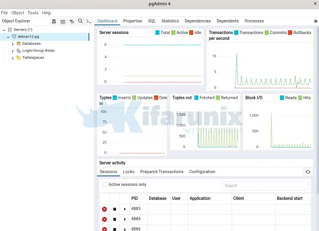 pgadmin database access