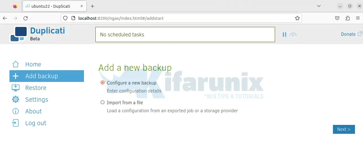 configure new backup