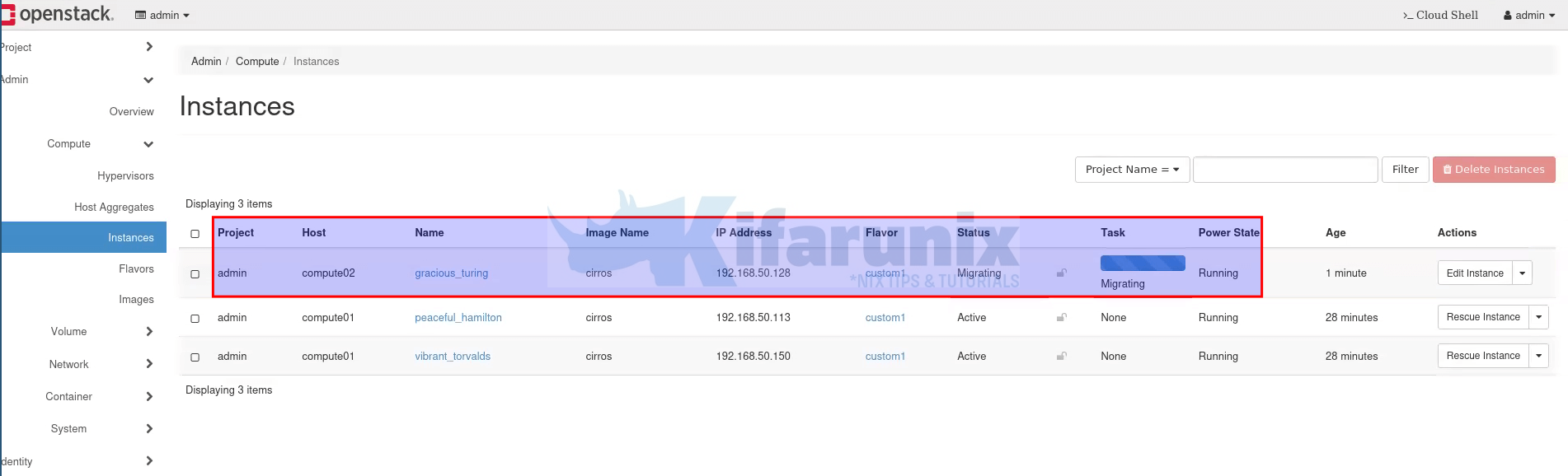 migrating live instance