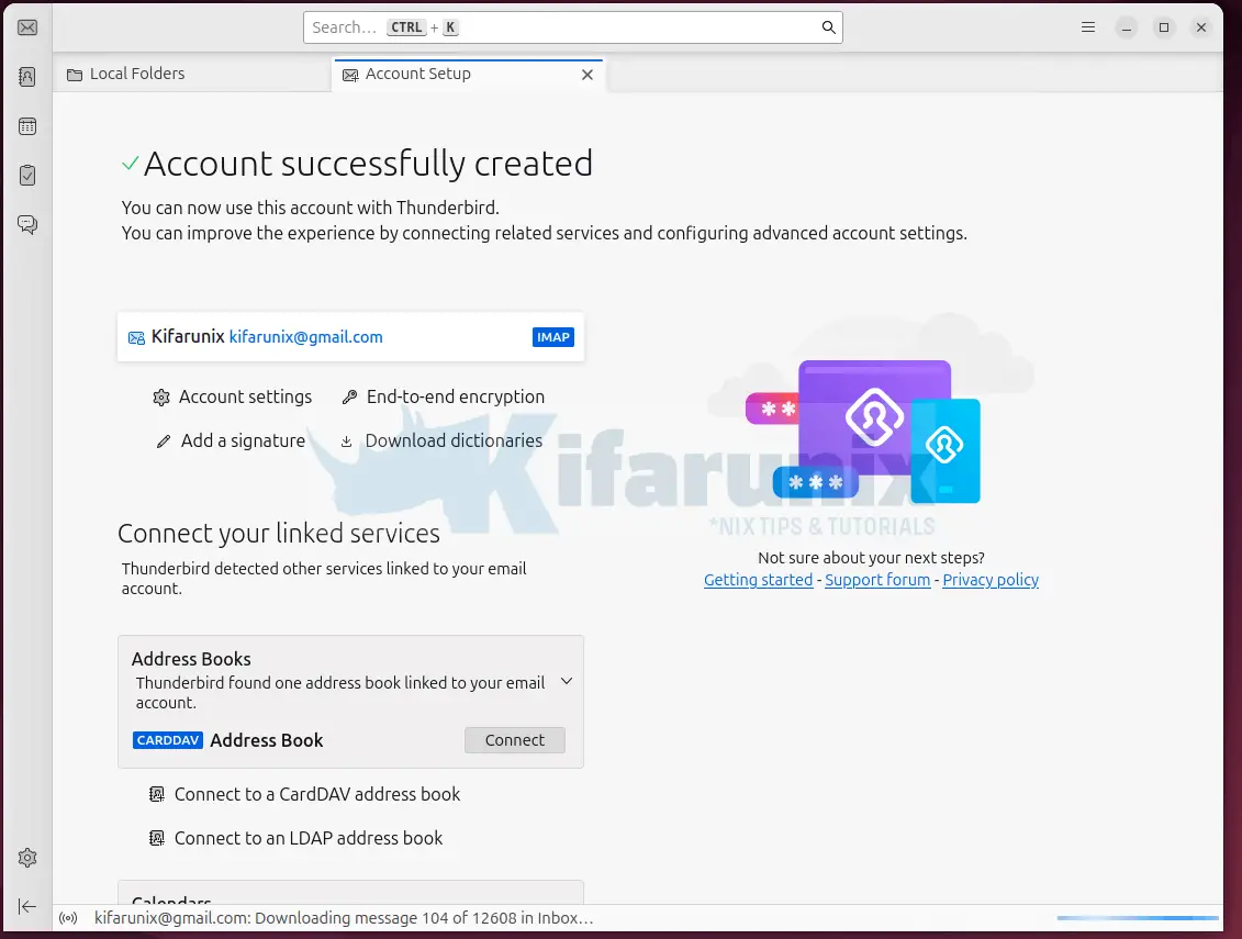 account setup success thunderbird