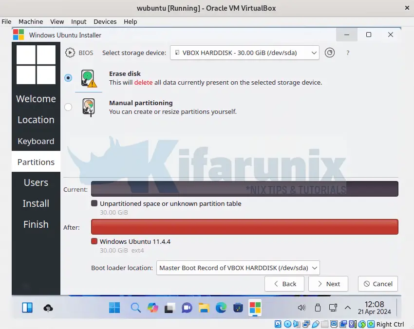 wubuntu partitioning