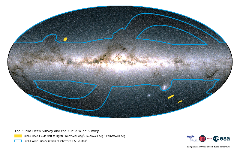 Euclid Wide Survey Regions and Euclid Deep Fields (source: ESA)