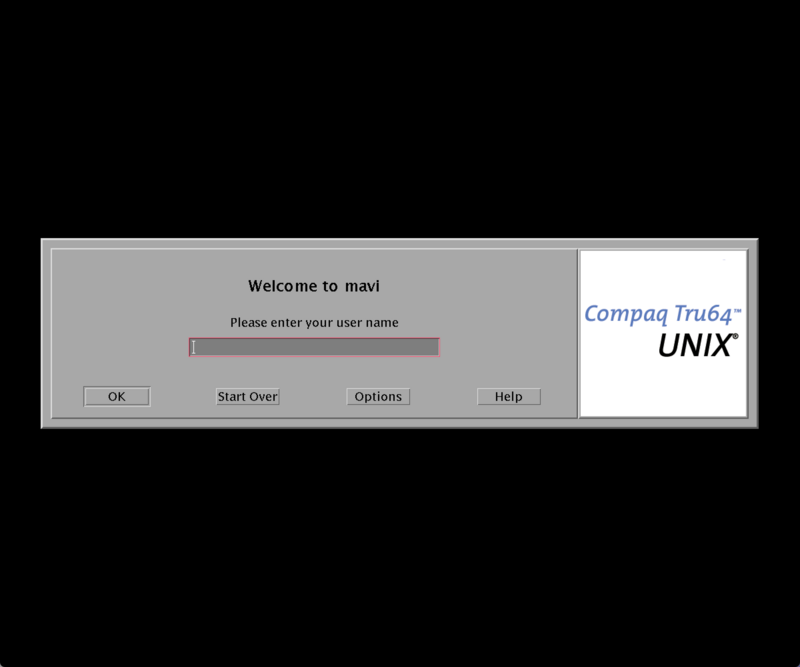 Tru64 UNIX 4.0F X11 Login Screen