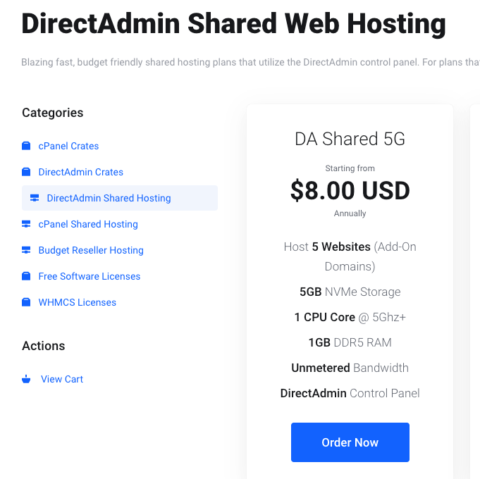 buyvm.net to frantech.ca to namecrane.com(Best Cheap DirectAdmin Shared Web Hosting)