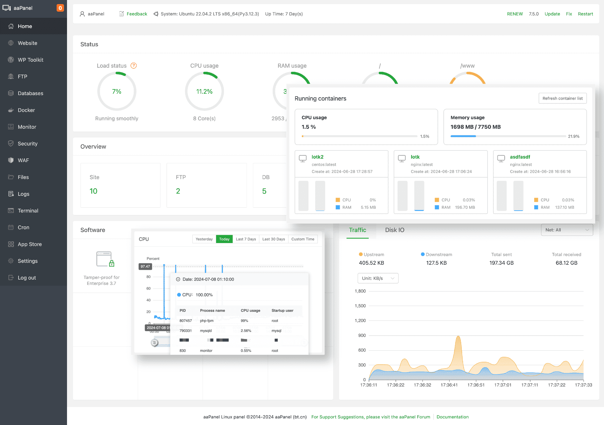 比宝塔好用的Linux主机控制面板aaPanel